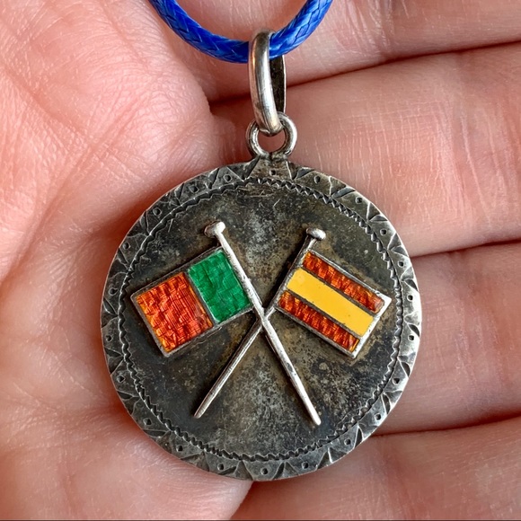 Vintage Sterling Silver Enameled Iberian Necklace - Picture 2 of 9